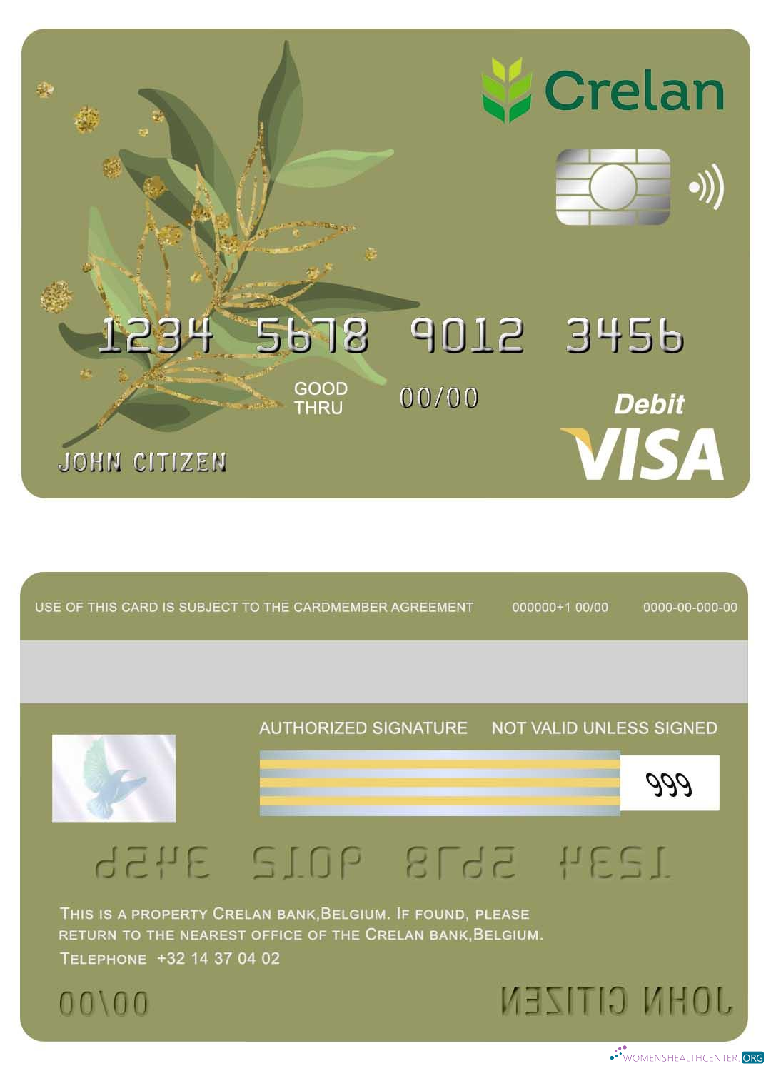 Download Belgium Crelan bank visa card Photoshop template